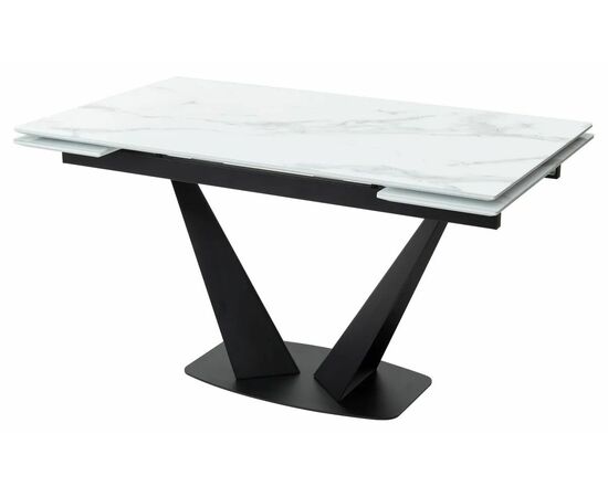 Стол Ниагара 140 БЕЛЫЙ МРАМОР, стекло / ЧЕРНЫЙ, М-City | Интернет магазин мебели и декора LifeDekor