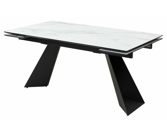 Стол Купер 160 БЕЛЫЙ МРАМОР, черная шагрень, стекло / ЧЕРНЫЙ каркас М-City | Интернет магазин мебели и декора LifeDekor