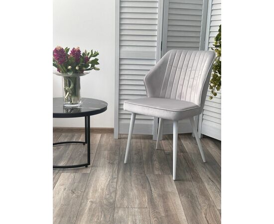 Стул SEATTLE-V СВЕТЛО-СЕРЫЙ BM-4, велюр / белый каркас М-City, изображение 3 | Интернет магазин мебели и декора LifeDekor