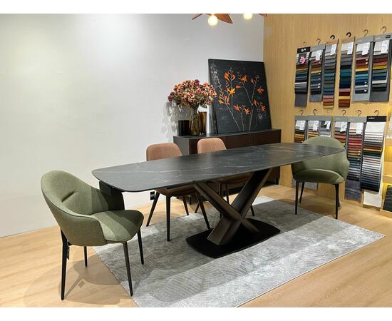 Стол BLANCO 160 MATT BLACK MARBLE SOLID CERAMIC / Орех, ®DISAUR, изображение 14 | Интернет магазин мебели и декора LifeDekor