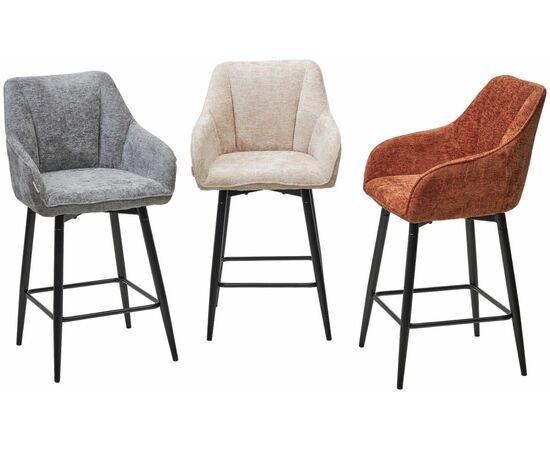 Полубарный стул ERYK 180 град. поворот. 3018-09 коричневый, шенилл / черный каркас (H=67), ®DISAUR, изображение 5 | Интернет магазин мебели и декора LifeDekor