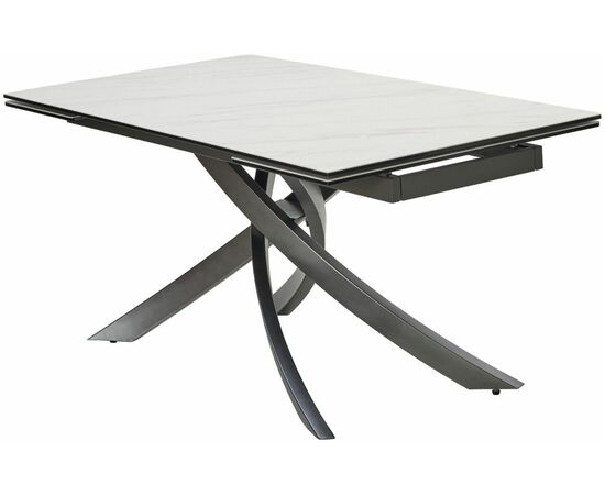 Стол ESTEBIO 160 KL-99 Белый мрамор матовый, итальянская керамика/ Серый металлик, ®DISAUR | Интернет магазин мебели и декора LifeDekor