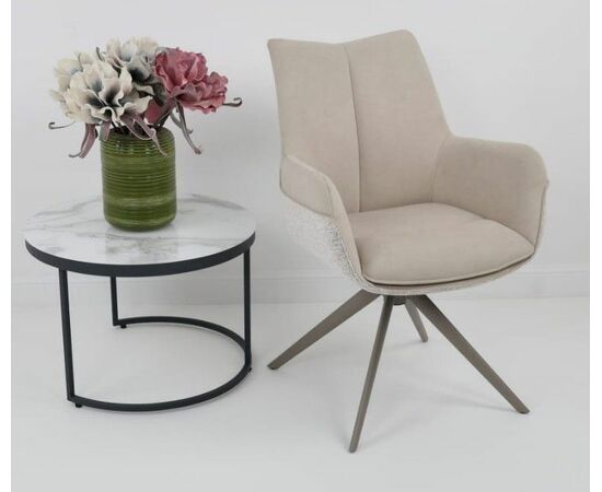 Стул PONTUS 360 град. поворот. RIELY-111 / PRESENT-120 Кремовый / Латте, ®DISAUR, изображение 3 | Интернет магазин мебели и декора LifeDekor