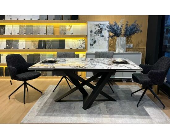 Стол VICENZA 180 раскладной GLOSS BULGARI WHITE, керамика / Черный, ®DISAUR, изображение 13 | Интернет магазин мебели и декора LifeDekor