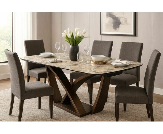 Стол ALONSO 200 TL-137  матовый, испанская керамика / брашированный каркас, цвет медный, ®DISAUR, изображение 24 | Интернет магазин мебели и декора LifeDekor