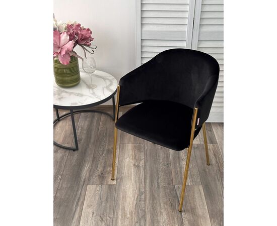 Стул DILL MOMO-47 черный, велюр "беспальчиковый"/ золотой каркас М-City, изображение 3 | Интернет магазин мебели и декора LifeDekor