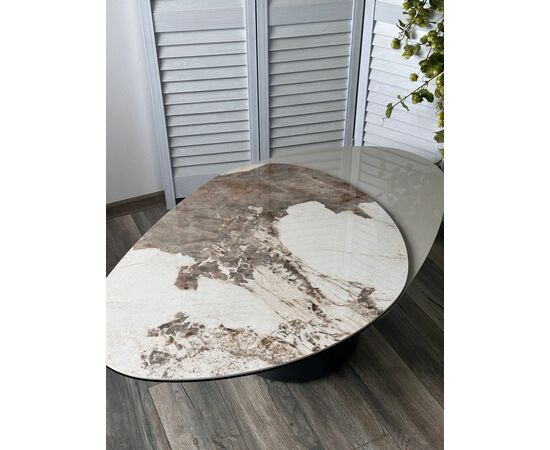 Стол кофейный NIKLAS PANDORA  керамика на стекле и окрашенный МДФ/ темно-серый МДФ каркас ®DISAUR, изображение 3 | Интернет магазин мебели и декора LifeDekor