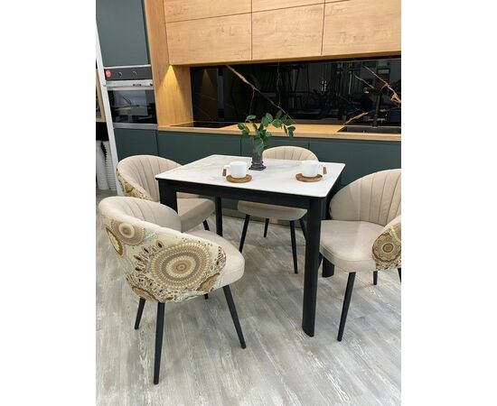 Стол ТЕТ-А-ТЕТ 120  Белый мрамор, керамика / Черный каркас М-City, изображение 2 | Интернет магазин мебели и декора LifeDekor