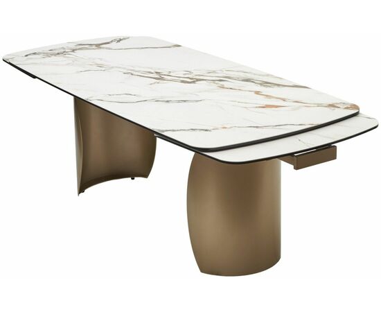 Стол BRONTE 200 раскладной KL-188 Контрастный мрамор матовый, итальянская керамика/ Шампань, ®DISAUR, изображение 5 | Интернет магазин мебели и декора LifeDekor
