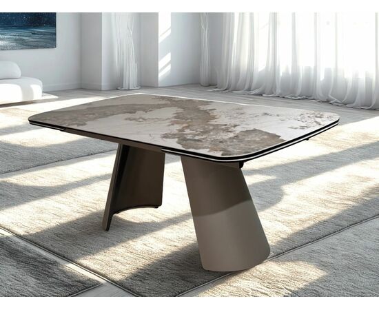 Стол STEFAN 180 GLOSS LUXURY PANDORA керамика, стекло/ каркас латте, ®DISAUR, изображение 3 | Интернет магазин мебели и декора LifeDekor