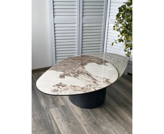 Стол кофейный NIKLAS PANDORA  керамика на стекле и окрашенный МДФ/ темно-серый МДФ каркас ®DISAUR, изображение 2 | Интернет магазин мебели и декора LifeDekor