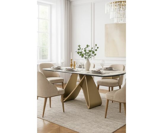 Стол PALACIO 180  KL-188 Контрастный мрамор матовый, итальянская керамика/ Шампань, ®DISAUR, изображение 13 | Интернет магазин мебели и декора LifeDekor