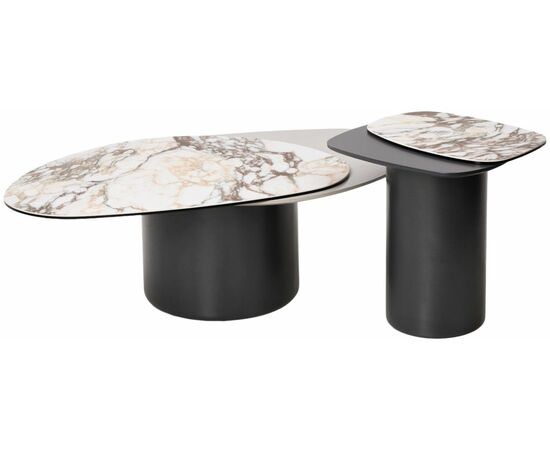 Стол кофейный NIKLAS PANDORA  керамика на стекле и окрашенный МДФ/ темно-серый МДФ каркас ®DISAUR, изображение 9 | Интернет магазин мебели и декора LifeDekor