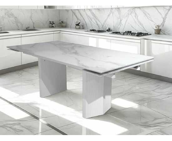 Стол МОЦАРТ 200 Белый мрамор, стекло / Белый М-City, изображение 2 | Интернет магазин мебели и декора LifeDekor