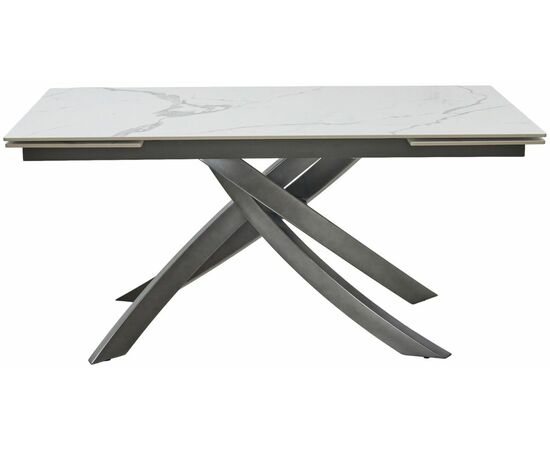 Стол ESTEBIO 160 GLOSS STATUARIO WHITE SOLID CERAMIC / Серый металлик, ®DISAUR, изображение 3 | Интернет магазин мебели и декора LifeDekor