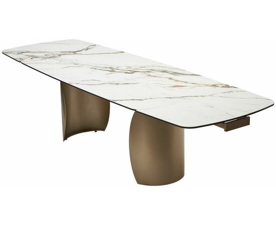 Стол BRONTE 200 раскладной KL-188 Контрастный мрамор матовый, итальянская керамика/ Шампань, ®DISAUR, изображение 7 | Интернет магазин мебели и декора LifeDekor