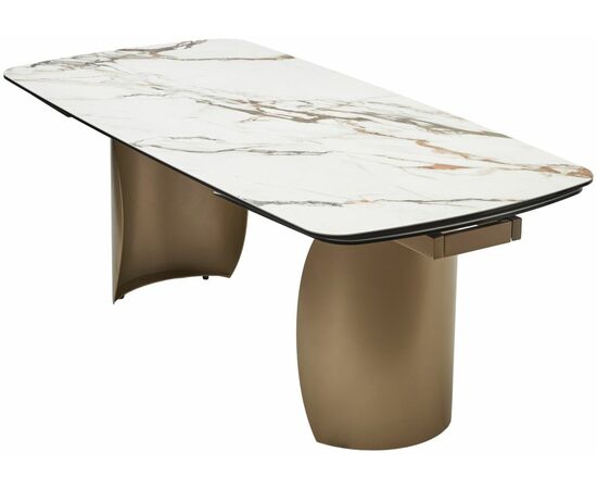 Стол BRONTE 200 раскладной KL-188 Контрастный мрамор матовый, итальянская керамика/ Шампань, ®DISAUR, изображение 2 | Интернет магазин мебели и декора LifeDekor