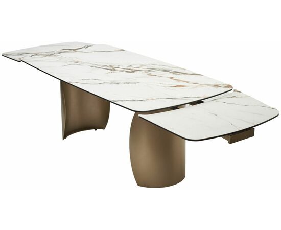Стол BRONTE 200 раскладной KL-188 Контрастный мрамор матовый, итальянская керамика/ Шампань, ®DISAUR, изображение 6 | Интернет магазин мебели и декора LifeDekor