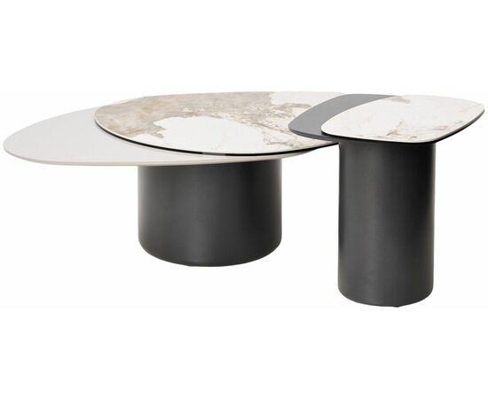 Стол кофейный NIKLAS PANDORA  керамика на стекле и окрашенный МДФ/ темно-серый МДФ каркас ®DISAUR, изображение 5 | Интернет магазин мебели и декора LifeDekor