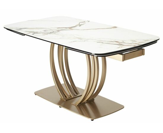 Стол MATERA 160 KL-188 Контрастный мрамор матовый, итальянская керамика/ каркас цвета шампань М-City | Интернет магазин мебели и декора LifeDekor