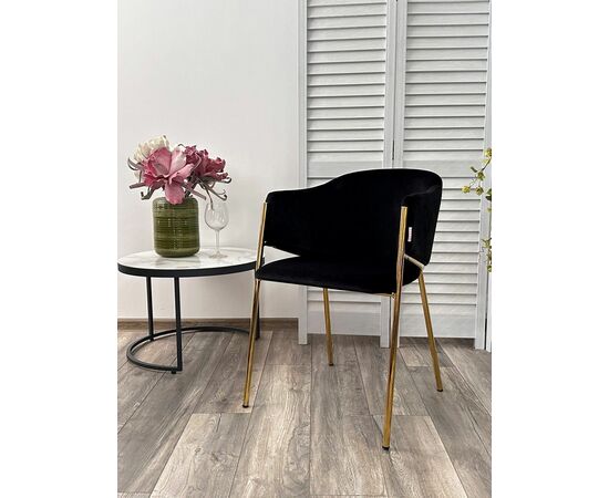 Стул DILL MOMO-47 черный, велюр "беспальчиковый"/ золотой каркас М-City, изображение 2 | Интернет магазин мебели и декора LifeDekor