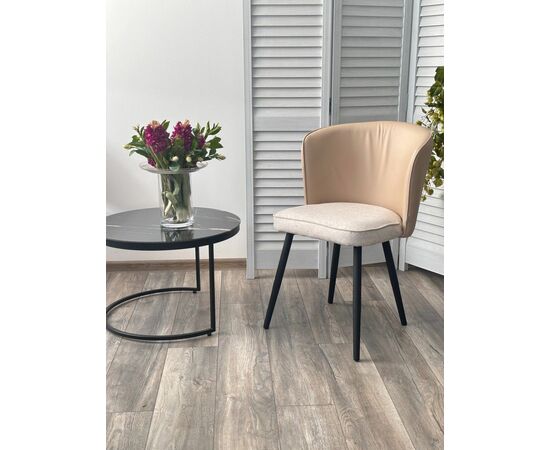 Стул МОНЕ ROVENA IVORI ткань / ORAKUL 130 экокожа / Черный каркас M-City, изображение 3 | Интернет магазин мебели и декора LifeDekor