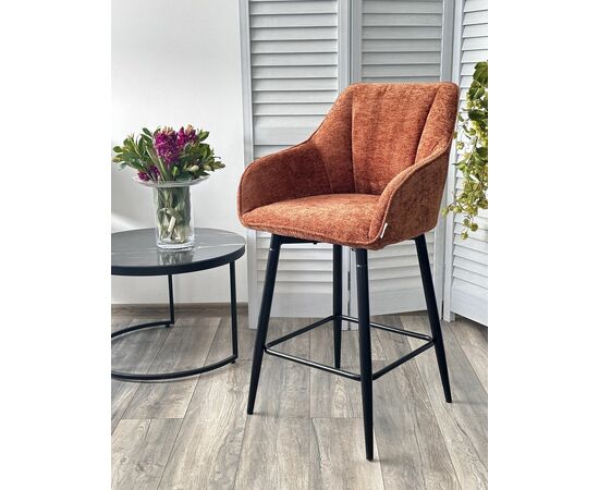 Полубарный стул ERYK 180 град. поворот. 3018-09 коричневый, шенилл / черный каркас (H=67), ®DISAUR, изображение 3 | Интернет магазин мебели и декора LifeDekor