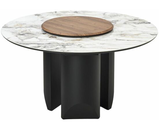 Стол КОЛИЗЕЙ D140 ARCTIC OCEAN, Белый мрамор, керамика / Черный каркас М-City | Интернет магазин мебели и декора LifeDekor