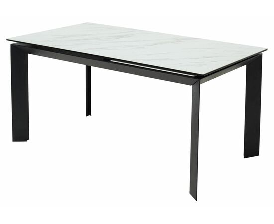 Стол CREMONA 160 KL-99 Белый мрамор матовый, итальянская керамика / черный каркас М-City | Интернет магазин мебели и декора LifeDekor