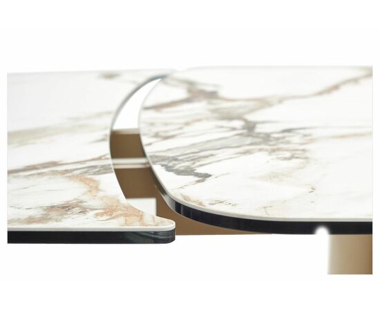 Стол BRONTE 200 раскладной KL-188 Контрастный мрамор матовый, итальянская керамика/ Шампань, ®DISAUR, изображение 12 | Интернет магазин мебели и декора LifeDekor