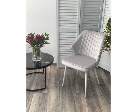 Стул SEATTLE-V СВЕТЛО-СЕРЫЙ BM-4, велюр / белый каркас М-City, изображение 2 | Интернет магазин мебели и декора LifeDekor