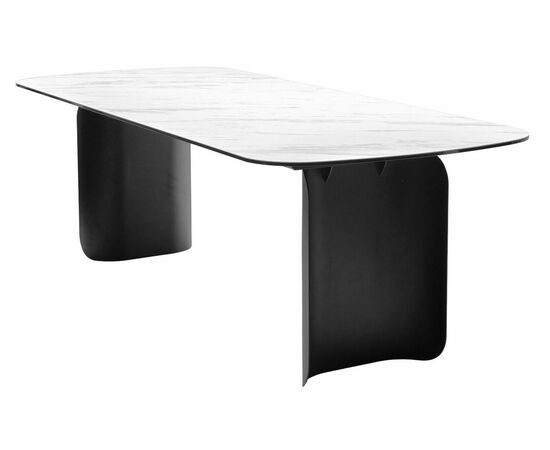 Стол NORD 240 MARBLES KL-99 Белый мрамор, итальянская керамика / черный каркас М-City | Интернет магазин мебели и декора LifeDekor