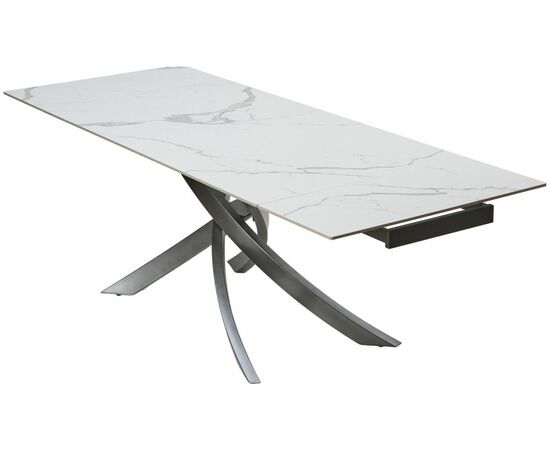 Стол ESTEBIO 160 GLOSS STATUARIO WHITE SOLID CERAMIC / Серый металлик, ®DISAUR, изображение 7 | Интернет магазин мебели и декора LifeDekor