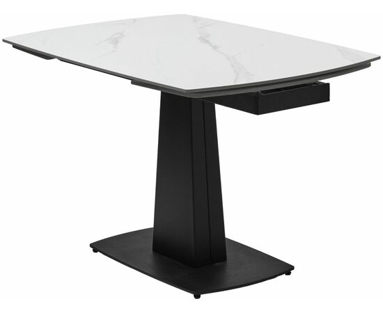 Стол BALDE 140 MATT WHITE MARBLE SOLID CERAMIC / BLACK, ®DISAUR | Интернет магазин мебели и декора LifeDekor