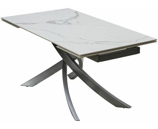 Стол ESTEBIO 160 GLOSS STATUARIO WHITE SOLID CERAMIC / Серый металлик, ®DISAUR, изображение 13 | Интернет магазин мебели и декора LifeDekor
