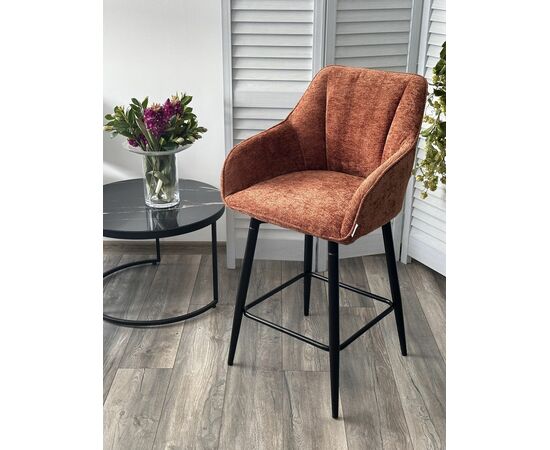 Полубарный стул ERYK 180 град. поворот. 3018-09 коричневый, шенилл / черный каркас (H=67), ®DISAUR, изображение 2 | Интернет магазин мебели и декора LifeDekor