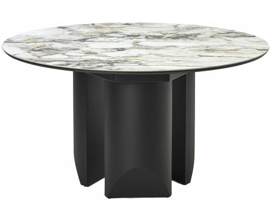 Стол КОЛИЗЕЙ D140 ARCTIC OCEAN, Белый мрамор, керамика / Черный каркас М-City, изображение 3 | Интернет магазин мебели и декора LifeDekor