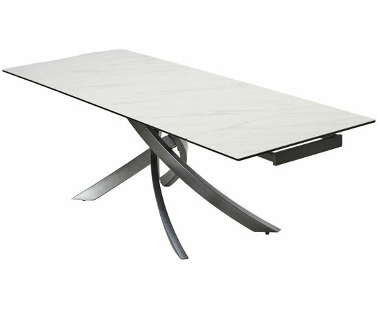 Стол ESTEBIO 160 KL-99 Белый мрамор матовый, итальянская керамика/ Серый металлик, ®DISAUR, изображение 5 | Интернет магазин мебели и декора LifeDekor