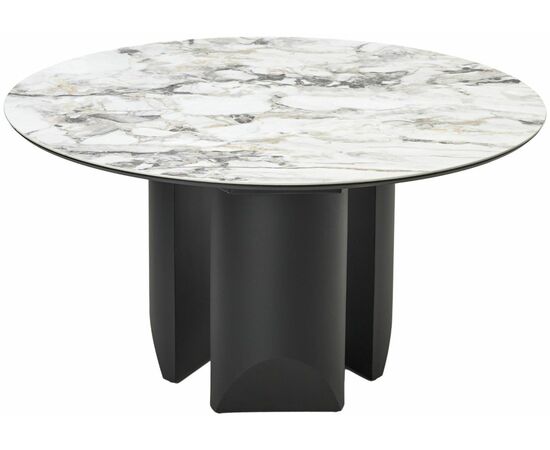 Стол КОЛИЗЕЙ D140 ARCTIC OCEAN, Белый мрамор, керамика / Черный каркас М-City, изображение 4 | Интернет магазин мебели и декора LifeDekor