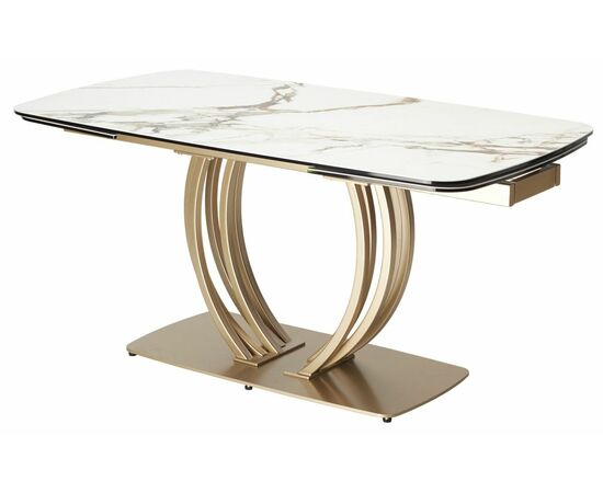 Стол MATERA 160 KL-188 Контрастный мрамор матовый, итальянская керамика/ каркас цвета шампань М-City, изображение 5 | Интернет магазин мебели и декора LifeDekor