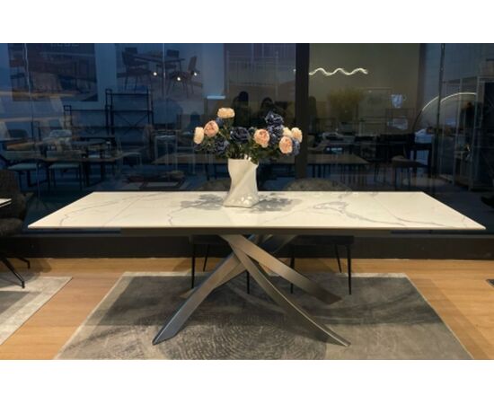 Стол ESTEBIO 160 KL-99 Белый мрамор матовый, итальянская керамика/ Серый металлик, ®DISAUR, изображение 13 | Интернет магазин мебели и декора LifeDekor