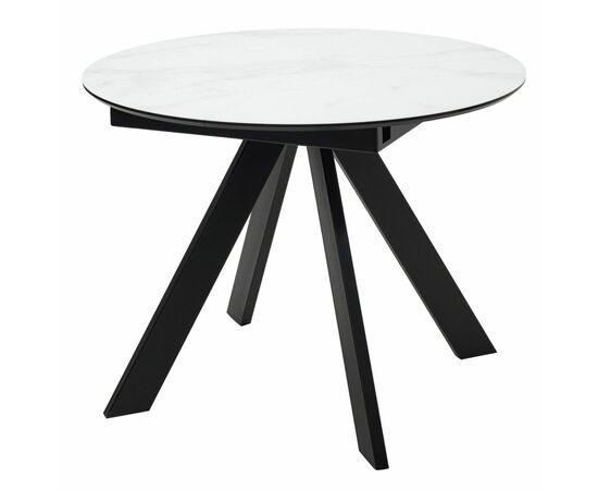 Стол БОНЖУР 100 БЕЛЫЙ МРАМОР, черная шагрень, стекло / ЧЕРНЫЙ каркас М-City | Интернет магазин мебели и декора LifeDekor