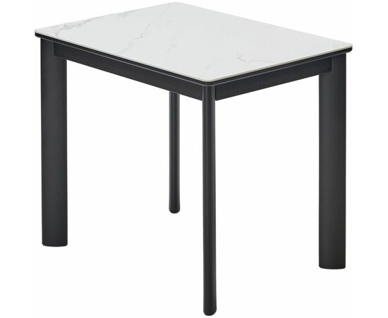 Стол ТЕТ-А-ТЕТ 90  Белый мрамор, керамика / Черный каркас М-City | Интернет магазин мебели и декора LifeDekor