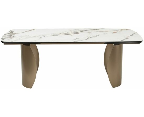 Стол BRONTE 200 раскладной KL-188 Контрастный мрамор матовый, итальянская керамика/ Шампань, ®DISAUR, изображение 9 | Интернет магазин мебели и декора LifeDekor