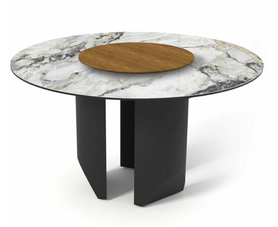 Стол КОЛИЗЕЙ D140 ARCTIC OCEAN, Белый мрамор, керамика / Черный каркас М-City, изображение 2 | Интернет магазин мебели и декора LifeDekor
