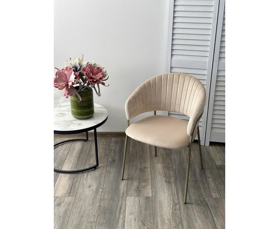 Стул ГЕММА, цвет H-06 Бежевый, велюр / шампань каркас М-City, изображение 3 | Интернет магазин мебели и декора LifeDekor