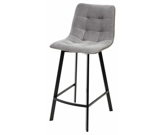 Полубарный стул CHILLI-QB SQUARE светло-серый #26, велюр / черный каркас (H=66cm) М-City | Интернет магазин мебели и декора LifeDekor