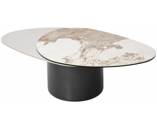 Стол кофейный NIKLAS PANDORA  керамика на стекле и окрашенный МДФ/ темно-серый МДФ каркас ®DISAUR | Интернет магазин мебели и декора LifeDekor