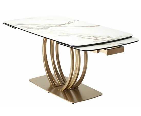 Стол MATERA 160 KL-188 Контрастный мрамор матовый, итальянская керамика/ каркас цвета шампань М-City, изображение 7 | Интернет магазин мебели и декора LifeDekor