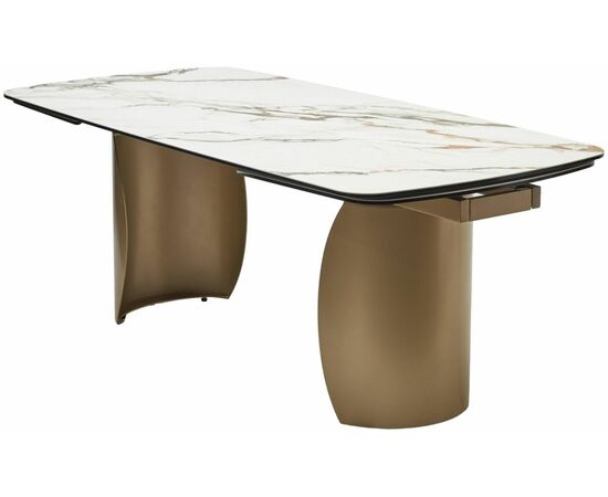 Стол BRONTE 200 раскладной KL-188 Контрастный мрамор матовый, итальянская керамика/ Шампань, ®DISAUR | Интернет магазин мебели и декора LifeDekor